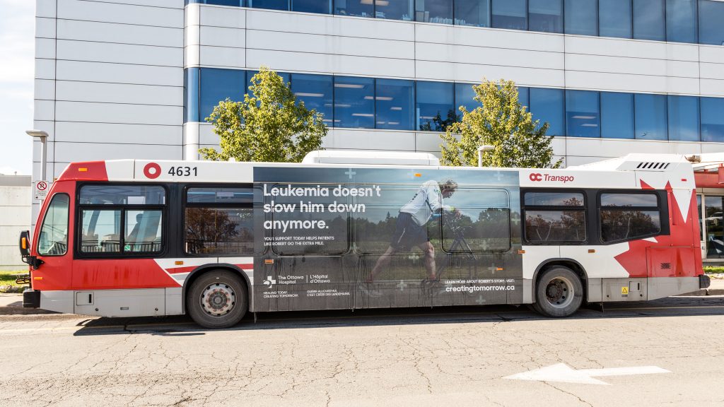Ottawa Hospital OC Transpo bus campaign with Robert "William" Bob Hardy, the Walker Runner in 2022.